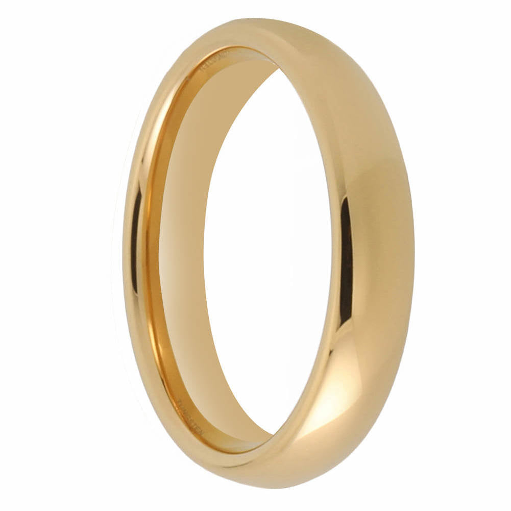 Apollo 4mm Polished Gold Tungsten Carbide Wedding Ring - Zokk