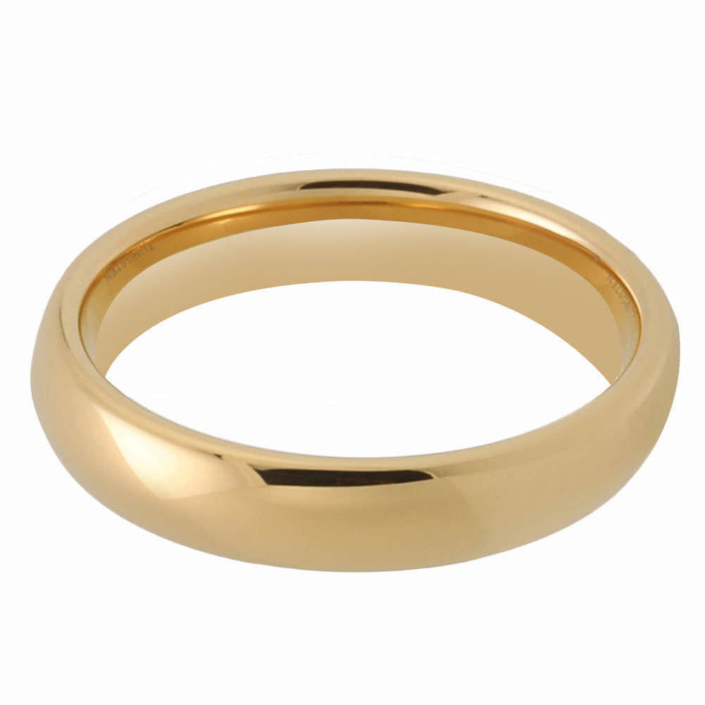 Apollo 4mm Polished Gold Tungsten Carbide Wedding Ring - Zokk